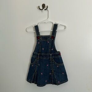 Denim apple embroidered skirt overalls